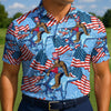 Maxcorners Freedom T-Rex Flag Golf Polo Shirt