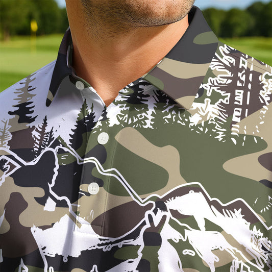 Maxcorners Bigfoots Camo Classic Golf Polo Shirt
