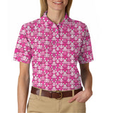Maxcorners American Tatas Funny Golf Shirt, Pattern Golf Polos For Women,Breast Cancer Golf Shirt For Golfers