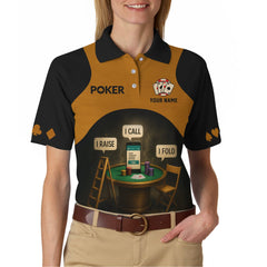 Maxcorners Personalized Name Poker Shirt, I Raise I Call I Fold Polos, Funny Poker T-Shirts For PlayersLM1009