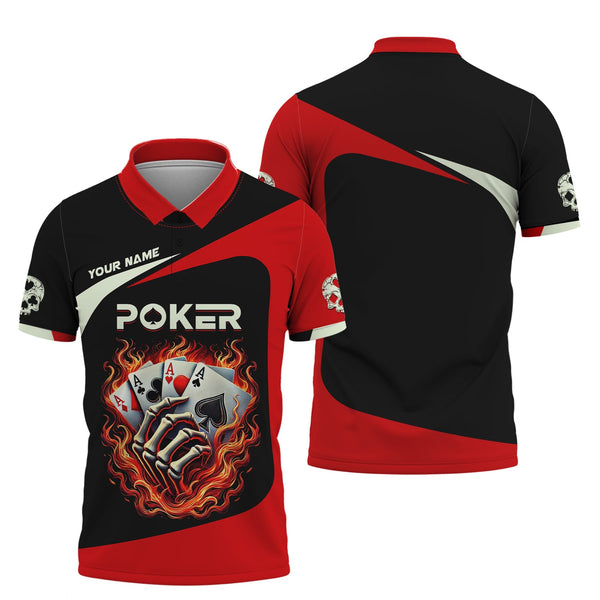 Custom Poker Four Of A Kind Aces On Fire T-Shirt, Poker Shirts, Gift For Poker Players