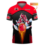 Maxcorners Custom Name Bowling Sport Red 3D Unisex Shirt