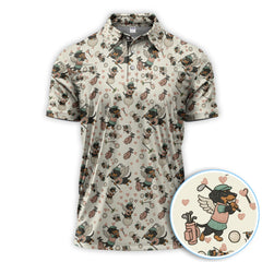 Maxcorners Angel Dachshund Golf Polos, Funny Wiener Dog Golf Pattern Gift For Men, Golf Gift For Golfer