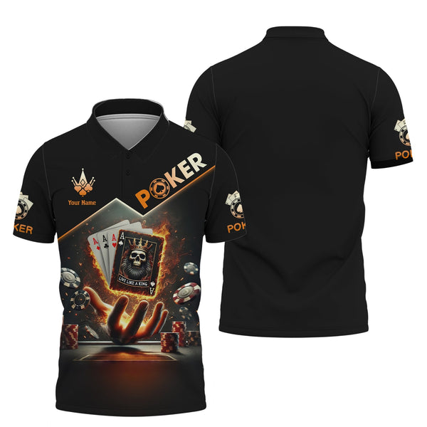 Live Like a King-Skull King Card Poker Custom T-Shirt, Personalized Poker Jersey, Gift For Poker Players