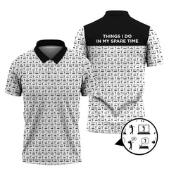 Maxcorners Funny Golf Shirt For Men, "Things I Do in My Spare Time " Shirts, Pattern Golf Polos, Best Gifts For Golfers