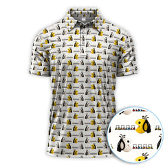 Maxcorners Cute Golf Cart Polos For Men, Funny Pattern Golf Shirt, Golf Gift For Golfer