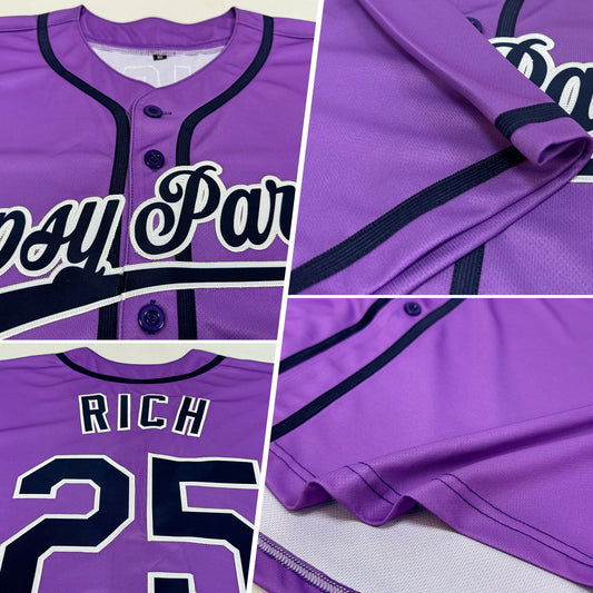 Maxcorners Custom Medium Purple Navy-White Authentic Baseball Jersey LM2605