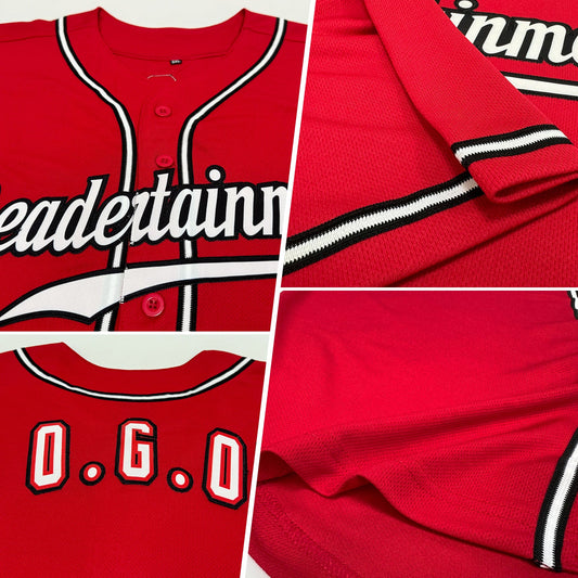 Maxcorners Custom Red White-Black Authentic Baseball Jersey LM2605
