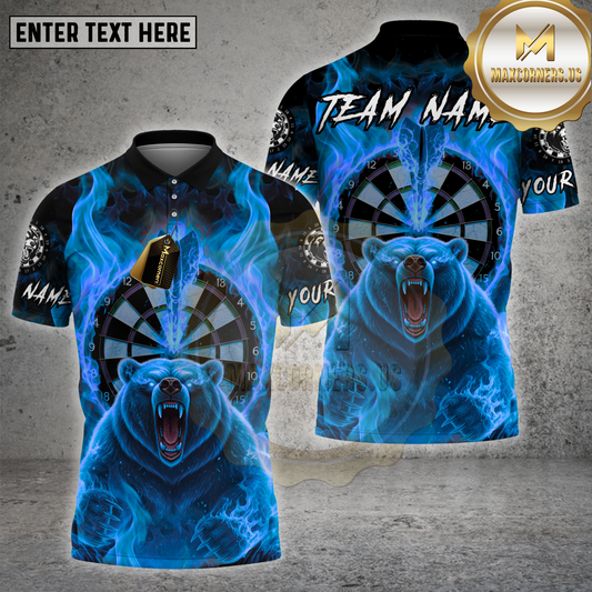 Maxcorners Darts Shirt Flaming Bear Multicolor Options Personalized Name, Team Name Unisex 3D Shirt (4 Colors)