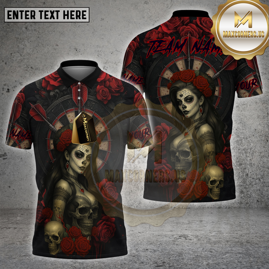 Maxcorners Darts Shirt Rose Arrow Queen Multicolor Options Personalized Name, Team Name 3D Shirt (4 Colors)