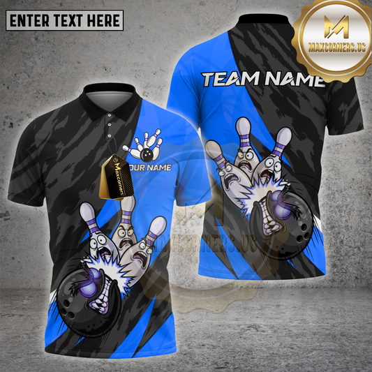Maxcorners Bowling Shirt Scary Ball Slash Multicolor Options Personalized Name, Team Name 3D Shirt (4 Colors)