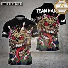 Maxcorners Bowling Shirt Crazy Cartoon Skull Ball Multioptions Personalized Name, Team Name Unisex 3D Shirt (4 Colors)