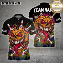 Maxcorners Bowling Shirt Crazy Cartoon Skull Ball Multioptions Personalized Name, Team Name Unisex 3D Shirt (4 Colors)