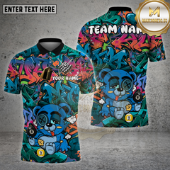 Maxcorners Billiards Shirt Graffiti Chill Bear 8-9 Ball Multioptions Personalized Name, Team Name Unisex 3D Shirt (4 Colors)