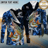 Maxcorners Pike Fishing Blue Fire Splash Personalized Name, Team Name Long Sleeve Shirt