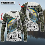 Maxcorners Tuna Fishing Camo Forest Scene Personalized Name, Team Name Long Sleeve Shirt