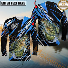 Maxcorners Crappie Fishing Blue Power Surge Personalized Name, Team Name Long Sleeve Shirt