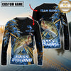 Maxcorners Fishing Hooked Jump Splash Personalized Name, Team Name Long Sleeve Shirt (8 Fish Species)