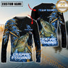 Maxcorners Fishing Hooked Jump Splash Personalized Name, Team Name Long Sleeve Shirt (8 Fish Species)