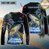 Maxcorners Fishing Hooked Jump Splash Personalized Name, Team Name Long Sleeve Shirt (8 Fish Species)