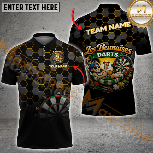 Maxcorners Darts Les Beunaises Logo Personalized Name, Team Name 3D Shirt For Julien