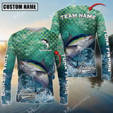 Maxcorners Tuna Fishing Yellow Fin Sport Pattern Sun Protection Personalized Name Team Name 3D Shirts