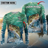 Maxcorners Bass Fishing Yellow Fin Sport Pattern Sun Protection Personalized Name Team Name 3D Shirts