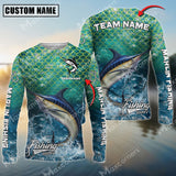 Maxcorners Marlin Fishing Yellow Fin Sport Pattern Sun Protection Personalized Name Team Name 3D Shirts