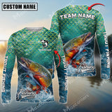 Maxcorners Trout Fishing Yellow Fin Sport Pattern Sun Protection Personalized Name Team Name 3D Shirts