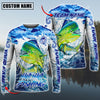 Maxcorner  Fishing Water Fresh Pattern Sun Protection Personalized Name And Team Name Long Sweat Shirt (7 Fish Species)