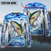 Maxcorner  Fishing Water Fresh Pattern Sun Protection Personalized Name And Team Name Long Sweat Shirt (7 Fish Species)