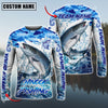 Maxcorner  Fishing Water Fresh Pattern Sun Protection Personalized Name And Team Name Long Sweat Shirt (7 Fish Species)