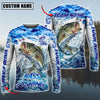 Maxcorner  Fishing Water Fresh Pattern Sun Protection Personalized Name And Team Name Long Sweat Shirt (7 Fish Species)