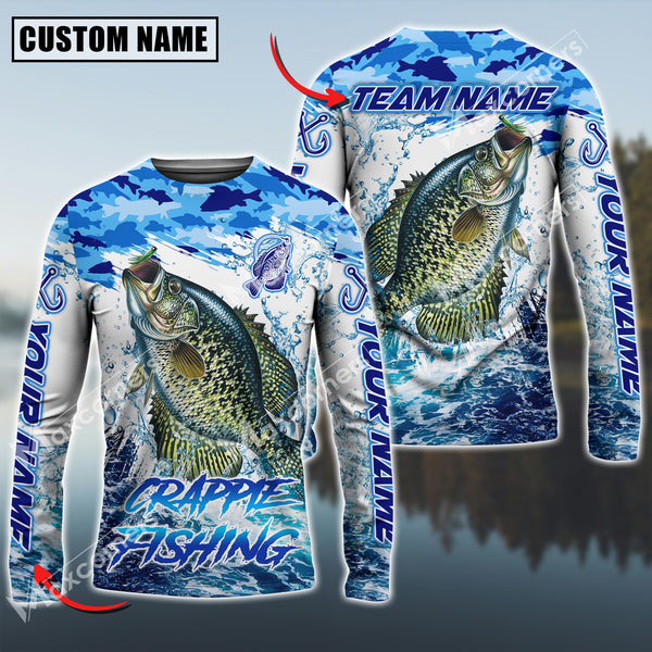 Maxcorner Crappie Fishing Water Fresh Pattern Sun Protection Personalized Name And Team Name Long Sweat Shirt