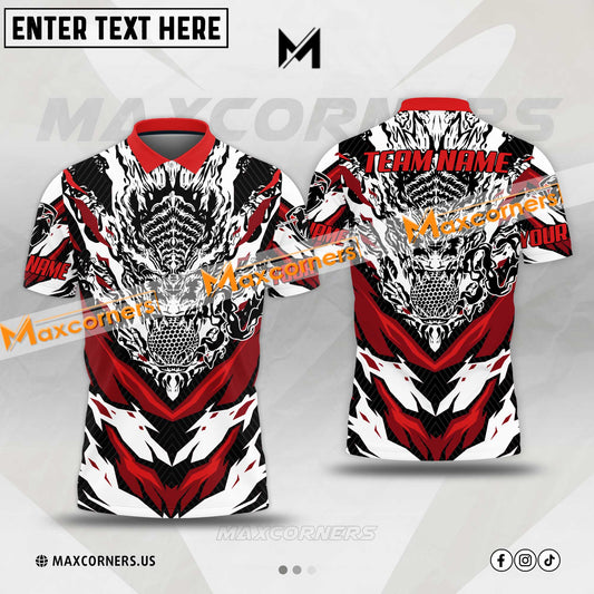 Maxcorners Dragon Pattern Customized Name Golf Ball Multicolor Option 3D Polo Shirt