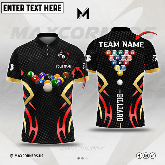 Maxcorners Billiards Line Premium Jersey Sport Multicolor Options Personalized Name, Team Name 3D Polo Shirt (4 Colors)