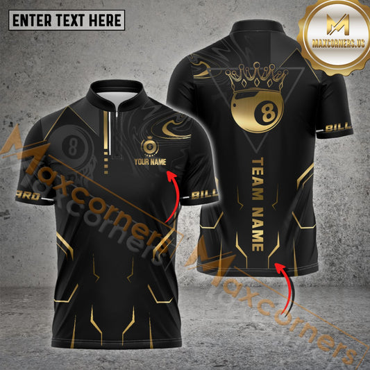 Maxcorners Billiards 8 Ball Luxury Multicolor Options Personalized Name, Team Name 3D Polo Shirt (4 Colors)