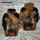 Maxcorners Boar Hunting Orange Camo Custom Name Shirt 3D All Over Printed Clothes