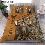 Maxcorners Custom Name Moose Hunting Leather Pattern Bedding Set 3D All Over Printed