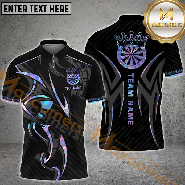 Maxcorners Darts Crown Multicolor Options Personalized Name, Team Name 3D Polo Shirt (6 Colors)