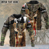 Maxcorners Deer Hunting Brown Camo USA Flag Pattern Custom Name Shirt 3D All Over Printed Clothes