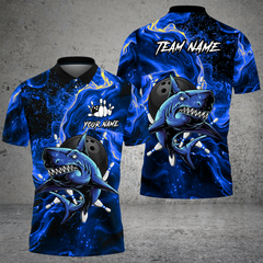 Maxcorners Bowling Shirt Shark Bowling Ball Storm Multi Options Personalized Name, Team Name 3D Shirt