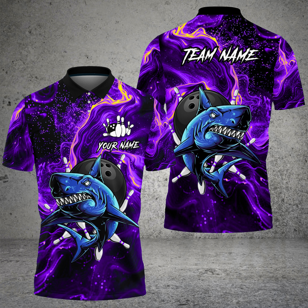 Maxcorners Bowling Shirt Shark Bowling Ball Storm Multi Options Personalized Name, Team Name 3D Shirt