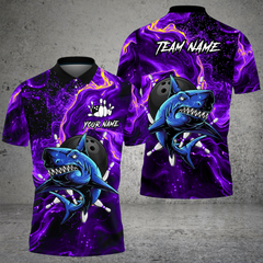 Maxcorners Bowling Shirt Shark Bowling Ball Storm Multi Options Personalized Name, Team Name 3D Shirt