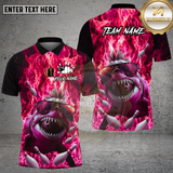 Maxcorners Bowling Shirt Punk Shark Bowling Fire Flame Multi Options Personalized Name, Team Name 3D Shirt