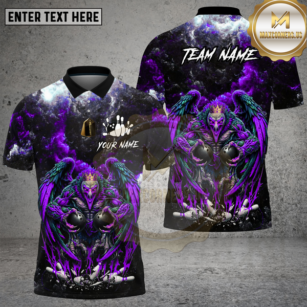 Maxcorners Bowling Shirt Bowling Phoenix King Red Thunder Multi Options Personalized Name, Team Name 3D Shirt