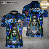 Maxcorners Bowling Shirt Bowling Reaper Neon Graffiti Skull Multi Options Personalized Name, Team Name 3D Shirt