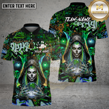 Maxcorners Bowling Shirt Bowling Reaper Neon Graffiti Skull Multi Options Personalized Name, Team Name 3D Shirt