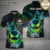 Maxcorners Bowling Shirt Bowling Evil Face Neon Crown Lightning Multi Options Personalized Name, Team Name 3D Shirt