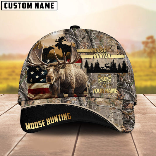 Maxcorners Moose Hunting American Flag Pattern Personalized Cap 3D Printed Multicolor (6 colors)